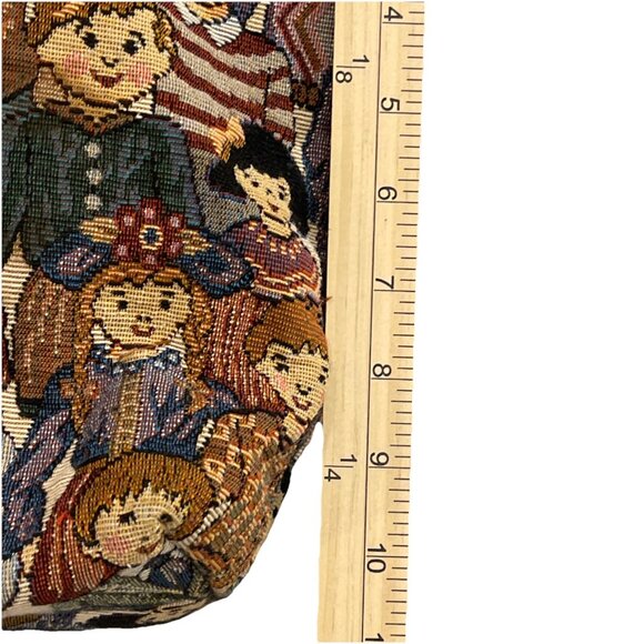 Tapestry Tote Handled Purse With Children’s Faces Cottage Vintage Zip Close Fun - Picture 6 of 8